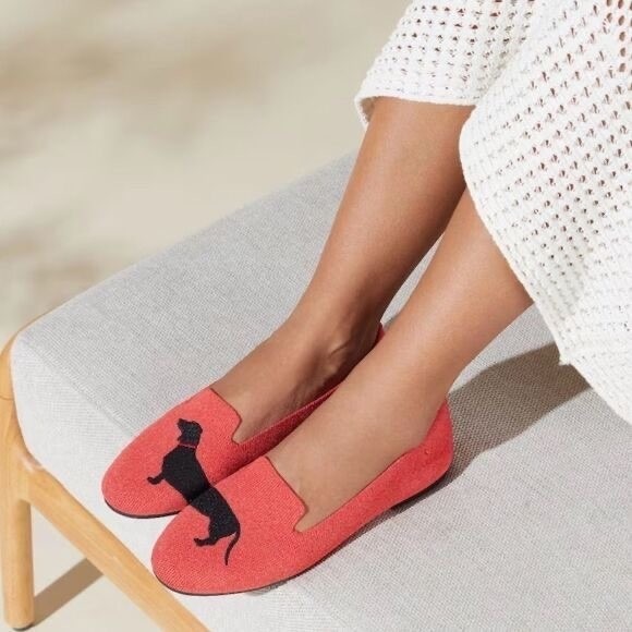 Vivaia Shoes - VIVAIA Audrey Multi Coral Dachshund Dog Knit Flats Loafers EU 38.5 US 7.5